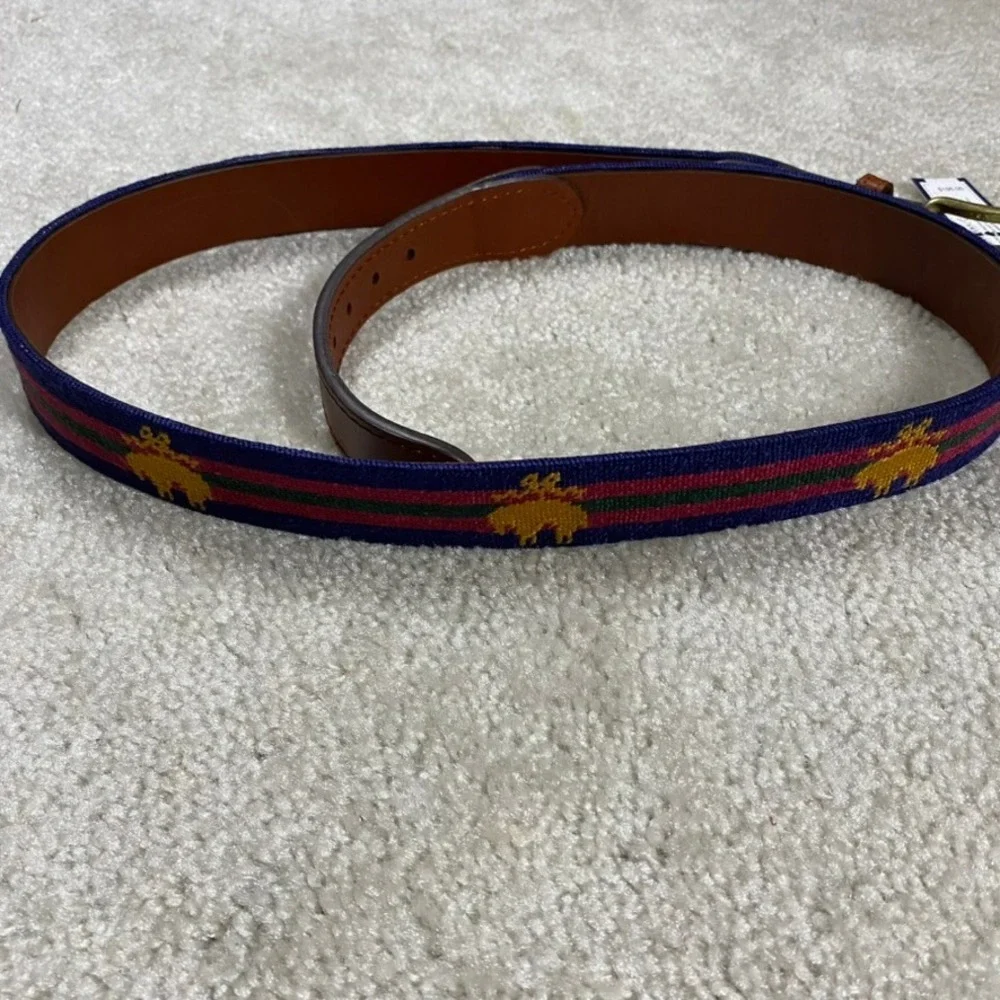 Smathers & Branson Brooks Brothers Belt Mens 40 Golden Fleece Needlepoint Preppy